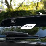 Uber sticker on rear of car
